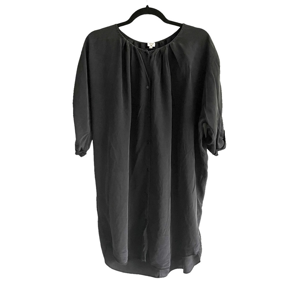 ARITZIA Wilfred Oversized Silk Button Front Midi Dress Black L